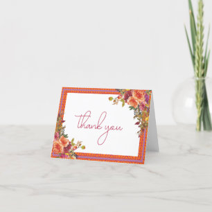Carte De Remerciements Fête de mariage à l'aquarelle florale fuchsia 
