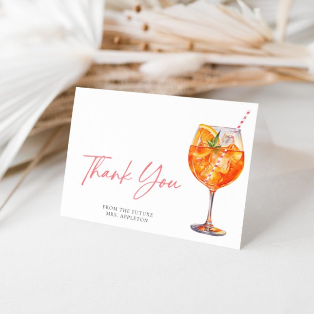 Carte De Remerciements Fête de mariage Aperol Spritz italien à l'aquarell (Créateur téléchargé)