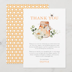 Carte De Remerciements Fête de mariage aquarelle abeille à miel