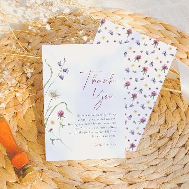 Carte De Remerciements Fête de mariage aquarelle Fleur Sauvage Amour en F (Créateur téléchargé)