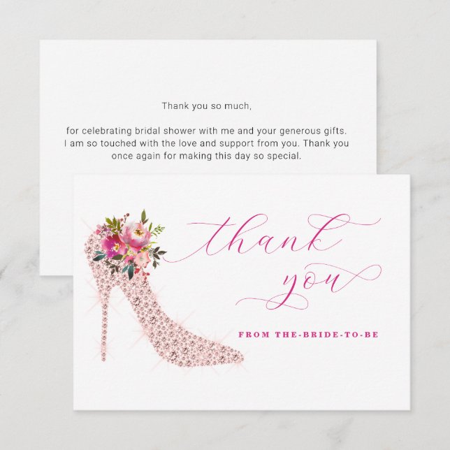 Carte De Remerciements Fête de mariage au script rose  (Devant / Derrière)