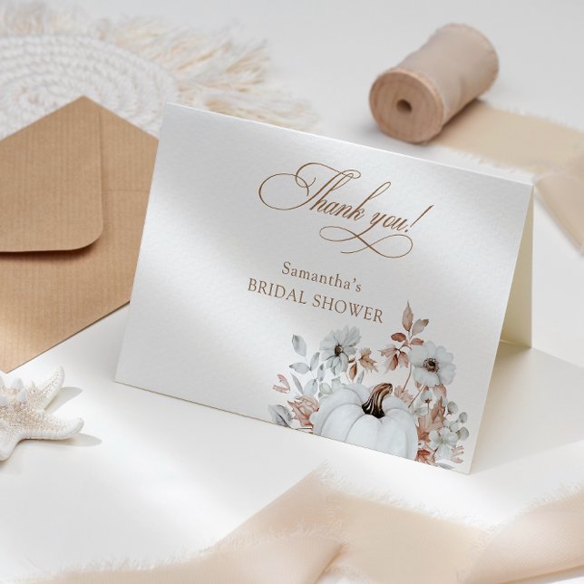 Carte De Remerciements Fête de mariage automnale citrouille blanche (Créateur téléchargé)