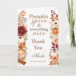 Carte De Remerciements Fête de mariage Automne Citrouille Spice