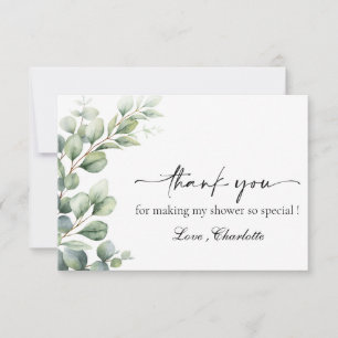 Carte De Remerciements Fête de mariage aux feuilles d'eucalyptus aquarell