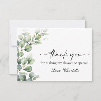 Carte De Remerciements Fête de mariage aux feuilles d'eucalyptus aquarell