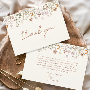 Carte De Remerciements Fête de mariage aux fleurs sauvages Terracotta
