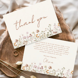 Carte De Remerciements Fête de mariage aux fleurs sauvages Terracotta