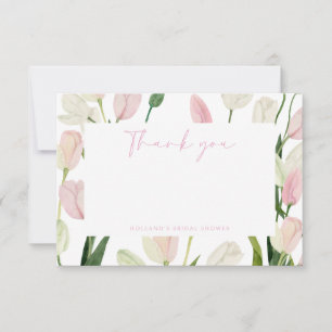 Carte De Remerciements Fête de Mariage aux Tulipes Rose Tendre