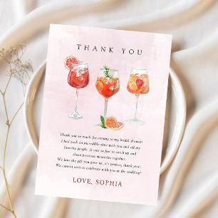 Carte De Remerciements Fête de mariage avec cocktail aquarelle