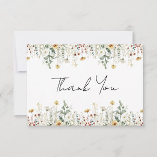 Carte De Remerciements Fête de mariage avec des fleurs sauvages