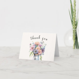 Carte De Remerciements Fête de mariage avec pot Mason de fleurs sauvages