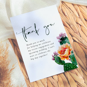Carte De Remerciements Fête de Mariage Bohème Désert Cactus et Fleurs