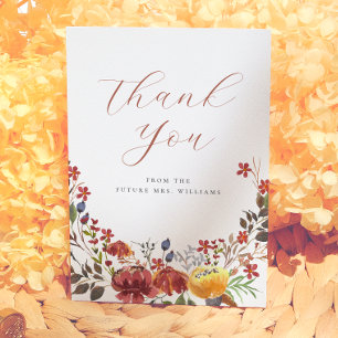 Carte De Remerciements Fête de mariage bohème florale aux élégantes fleur