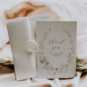 Carte De Remerciements Fête de mariage bohème rustique élégante aux fleur