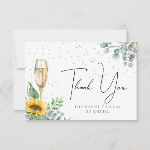 Carte De Remerciements Fête de mariage champenoise à l'aquarelle tourneso