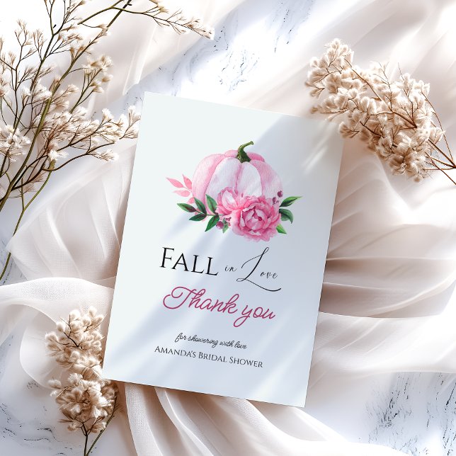 Carte De Remerciements Fête de mariage champêtre à l'automne avec rose sa (Créateur téléchargé)