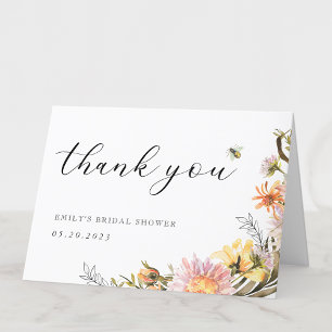 Carte De Remerciements Fête de mariage champêtre avec fleurs sauvages et