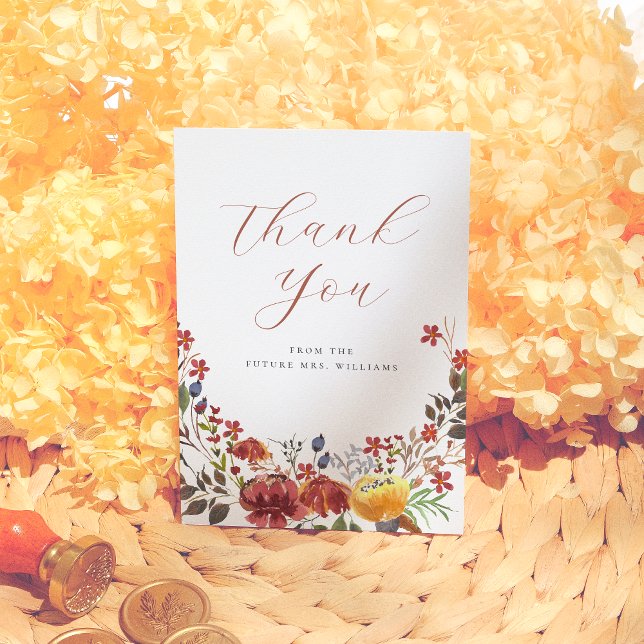 Carte De Remerciements Fête de mariage champêtre bohème aux fleurs sauvag (Créateur téléchargé)