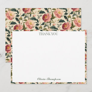 Carte De Remerciements Fête de Mariage Champêtre Fleur de Pays Rose Rusti