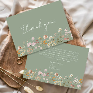 Carte De Remerciements Fête de mariage champêtre vert sauge fantaisiste