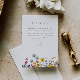 Carte De Remerciements Fête de mariage champêtre vintage avec des fleurs 