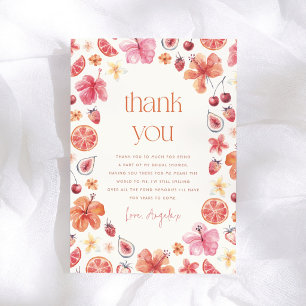 Carte De Remerciements Fête de mariage Citrus Orange & Rose