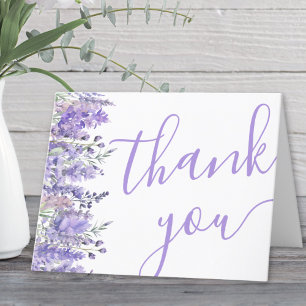 Carte De Remerciements Fête de mariage élégante aux fleurs de lavande à l