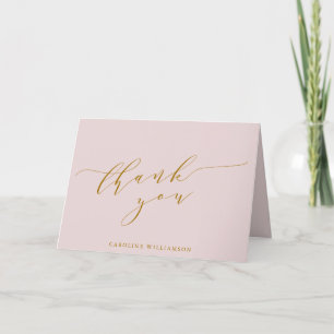Carte De Remerciements Fête de mariage élégante avec écriture rose person