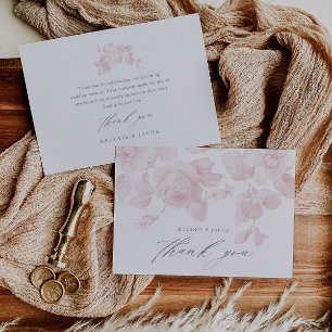 Carte De Remerciements Fête de mariage élégante rose écriture florale