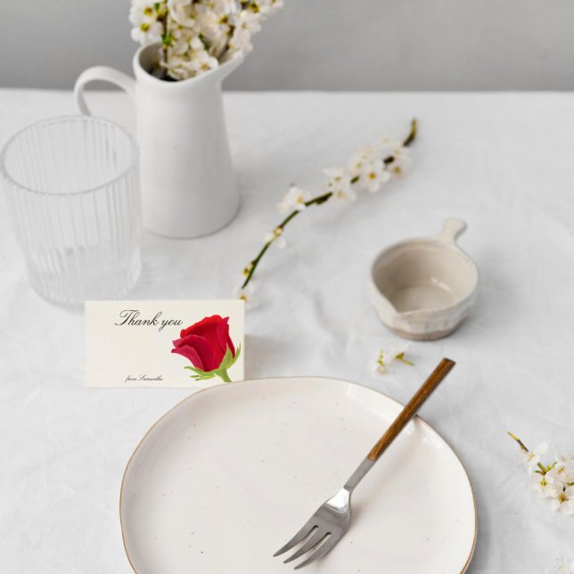 Carte De Remerciements Fête de Mariage Élégante Rose Rouge (Créateur téléchargé)