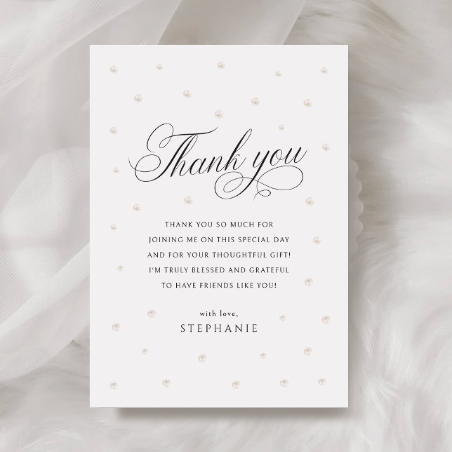 Carte De Remerciements Fête de mariage Élégantes Perles (Créateur téléchargé)