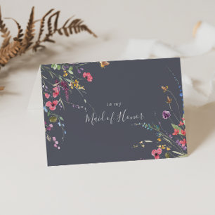 Carte De Remerciements Fête de mariage fleuri sauvage bleu classique