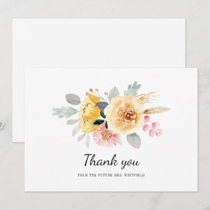 Carte De Remerciements Fête de mariage floral aquarelle