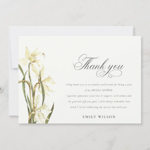 Carte De Remerciements Fête de mariage Floral Aquarelle Jonquille Blanche