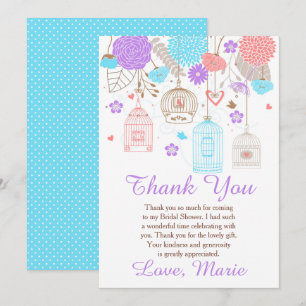 Carte De Remerciements Fête de mariage Floral Bleu et Violet