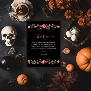 Carte De Remerciements Fête de mariage Floral Día de Muertos