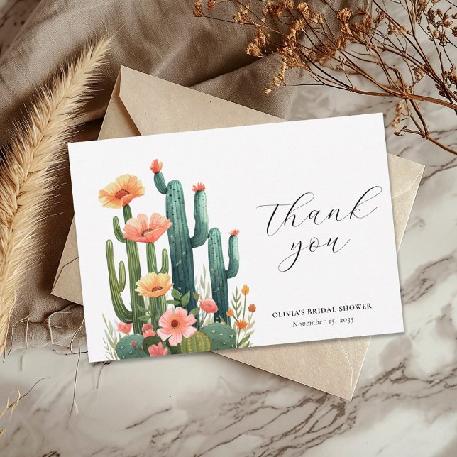 Carte De Remerciements Fête de mariage floral Fiesta Cactus (Créateur téléchargé)