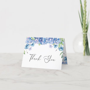 Carte De Remerciements Fête de Mariage Florale aux Hortensias Bleus Moder
