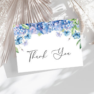 Carte De Remerciements Fête de Mariage Florale avec Hydrangeas Bleus Mode