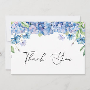 Carte De Remerciements Fête de Mariage Florale avec Hydrangeas Bleus Mode