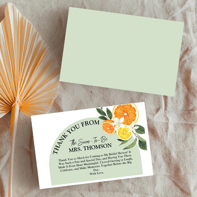 Carte De Remerciements Fête de mariage Main Squeeze Citron Vert Citron (She Found Her Main Squeeze” Citrus Lemon Bridal Shower Thank You Card! lemon fresh summer)