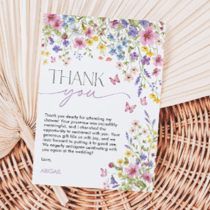 Carte De Remerciements Fête de mariage papillon Amour en fleurs