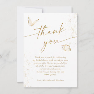 Carte De Remerciements Fête de mariage papillon blanc et or