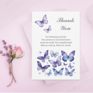 Carte De Remerciements Fête de mariage Papillon Violet