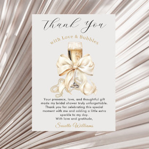 Carte De Remerciements Fête de mariage Perles et Prosecco