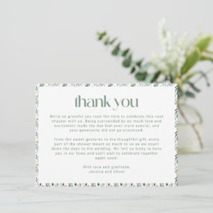 Carte De Remerciements Fête de mariage personnalisée avec message Boho Wi
