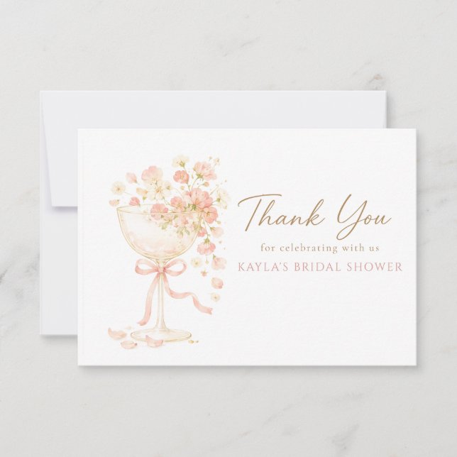 Carte De Remerciements Fête de mariage Petals & Prosecco (Devant)