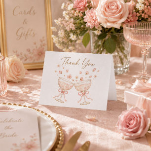 Carte De Remerciements Fête de mariage Petals & Prosecco