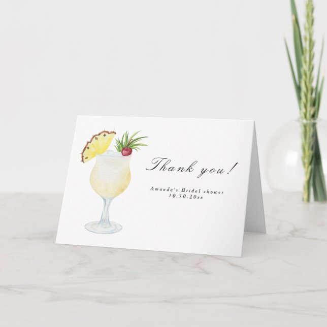 Carte De Remerciements Fête de mariage Pina Colada Cocktail (Devant)