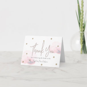 Carte De Remerciements Fête de mariage Pink Cloud 9 Gold Star